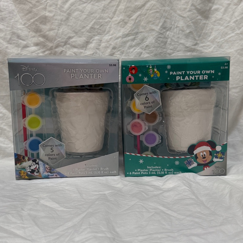 NWT Kid’s Unisex Disney 100 Paint Your Own Planter Set of 2 - Picture 3 of 11